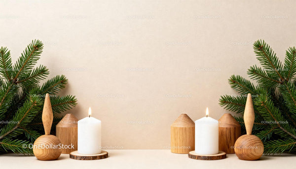Minimalist Christmas Decor with Pine and Candles