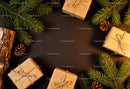 Natural Christmas gifts with pinecones and fir branches