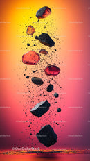 Floating Rocks in a Vibrant Gradient Background for Creative Use