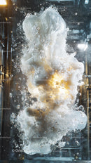 Dynamic Foam Explosion with White Bubbles in Motion