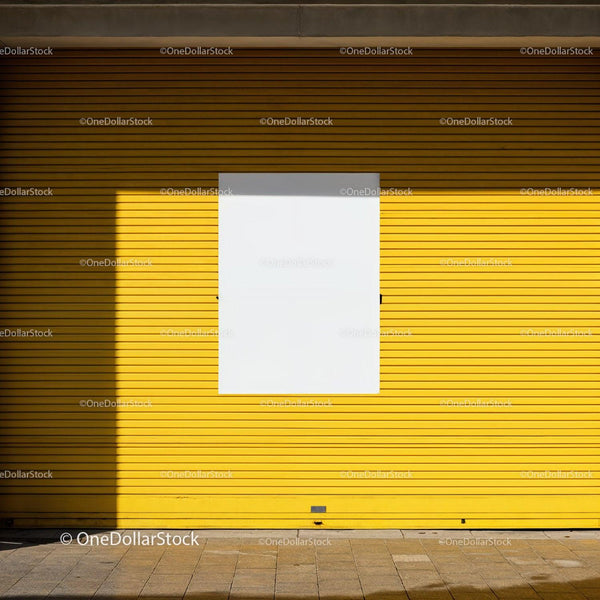 Minimalist yellow wall with white square and shadow JPG Mockup Image
