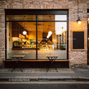 Cozy Urban Café with Outdoor Seating at Dusk
