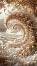Magical Seashell Spiral on Sandy Beach with Sunset Sky