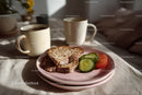 Rustic Breakfast with Coffee Bread and Fresh Vegetables