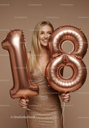 Smiling young woman celebrating eighteenth birthday party