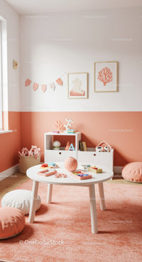 Cozy Kids Playroom with Pink Decor and Playful Toys