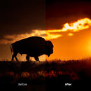 Before and after Sunset LUT Pack effect