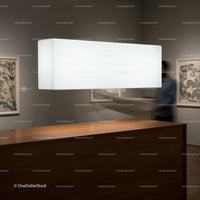 Modern gallery interior with minimalist lighting fixture