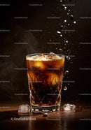Refreshing Iced Coffee with Coffee Beans and Ice Cubes