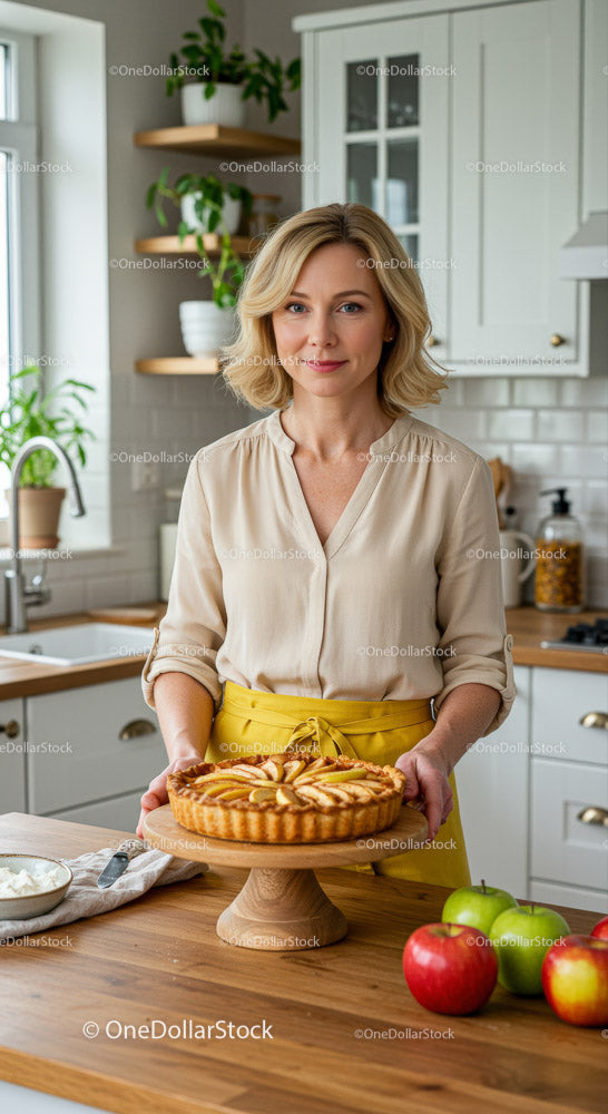 Delicious Homemade Apple Pie in a Cozy Kitchen Setting