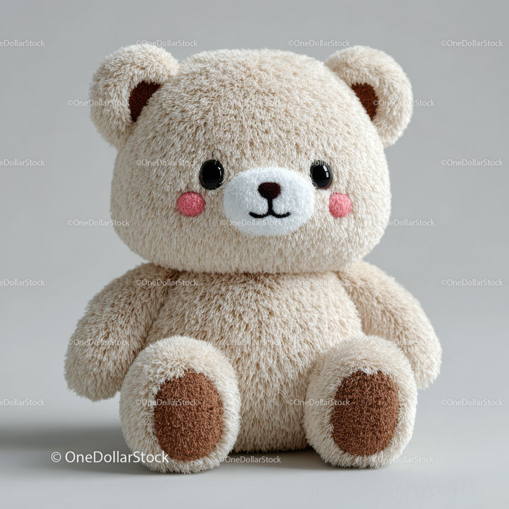 Cute Plush Teddy Bear with Soft Fur and Friendly Face