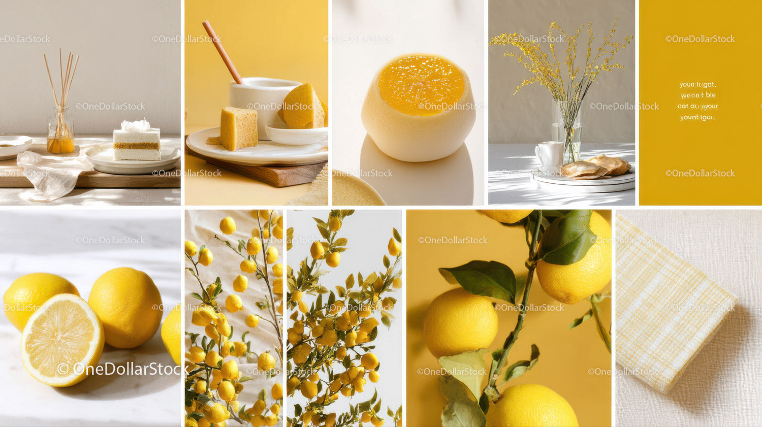 Bright Lemon and Citrus Fruits Still Life with Fresh Vegetables
