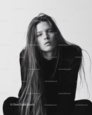 Stunning Black and White Portrait of a Young Woman with Long Hair