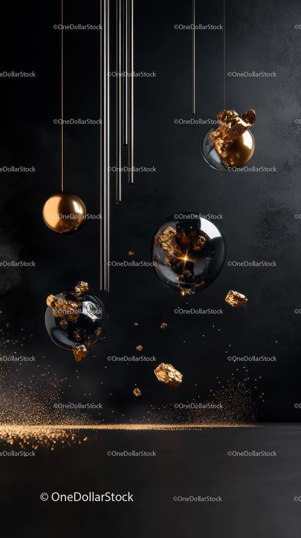 Elegant Metallic Spheres and Gold Accents in Modern Decor