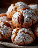 Golden Cream Puffs with Powdered Sugar and Almond Garnish for Dessert