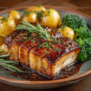 Delicious Roasted Chicken with Potatoes and Broccoli on Plate