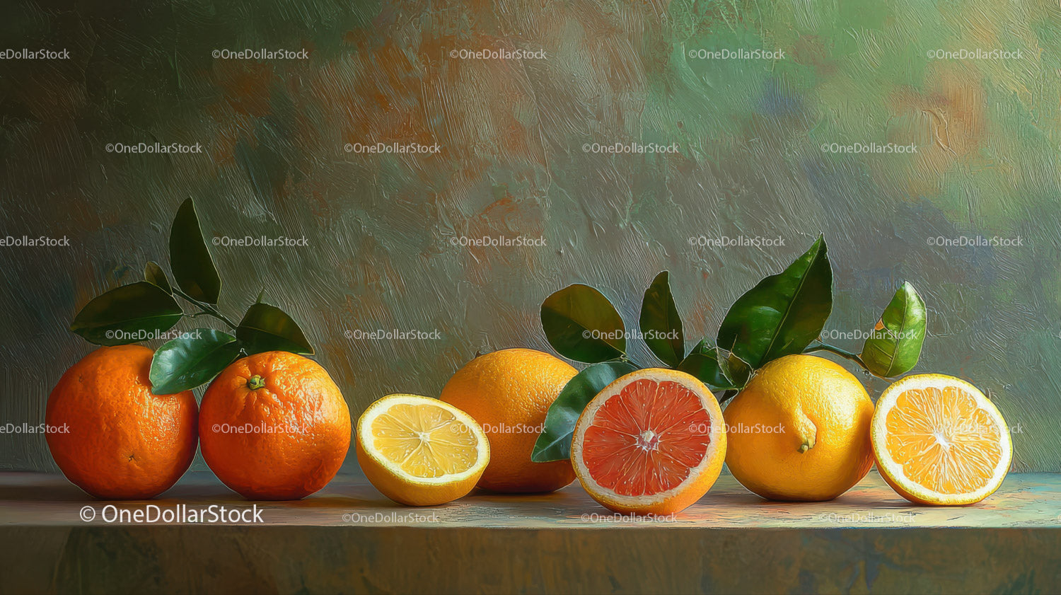 Vibrant Citrus Fruit Composition with Oranges and Lemons