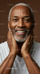 Close-Up of Smiling Elderly Man with Gray Beard and Warm Expression