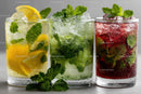 Assorted Fruit and Mint Infused Sparkling Beverages with Ice