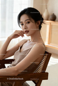 Elegant woman with natural makeup in soft light