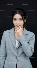 Elegant Woman in Business Suit with Confident Expression for Corporate Use