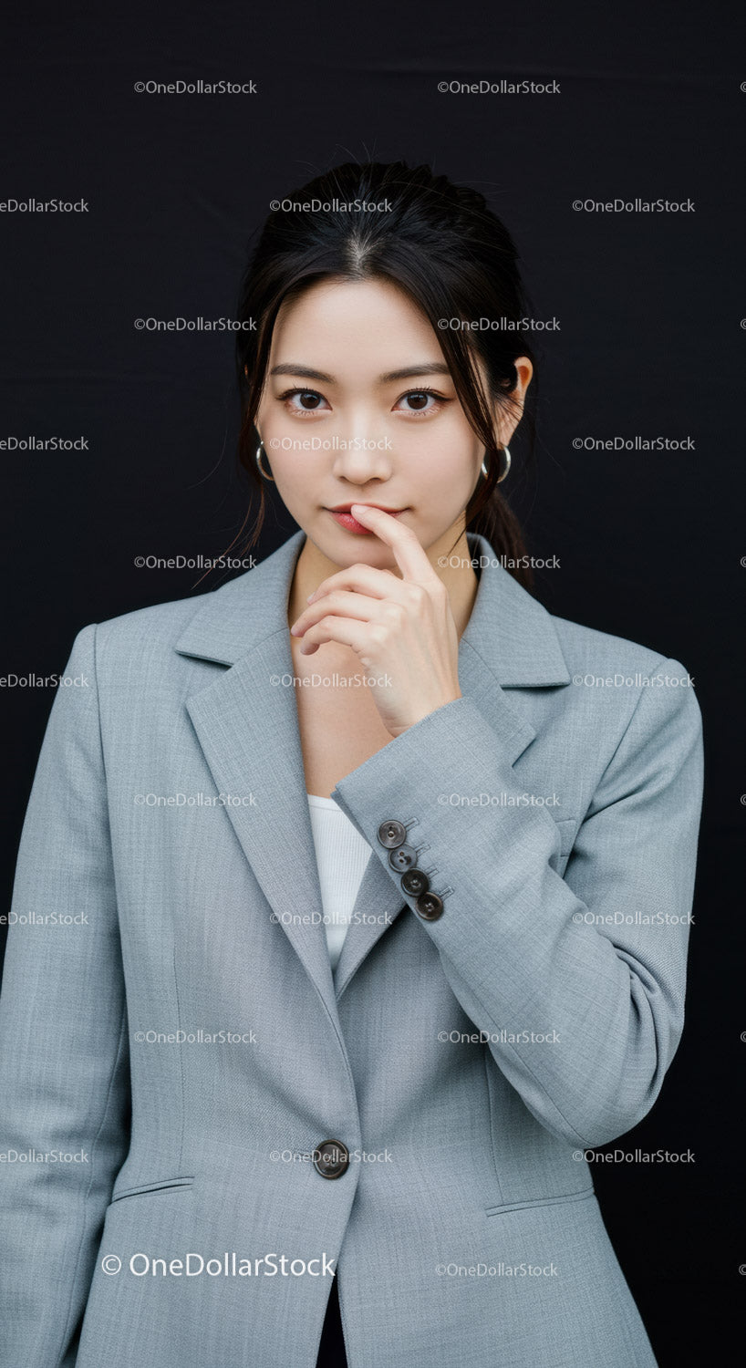 Elegant Woman in Business Suit with Confident Expression for Corporate Use