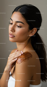 Elegant Young Woman with Smooth Skin and Relaxed Expression