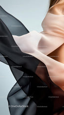 Elegant Flowing Silk and Chiffon Fabric in Black Pink and White