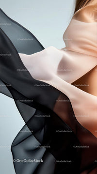 Elegant Flowing Silk and Chiffon Fabric in Black Pink and White