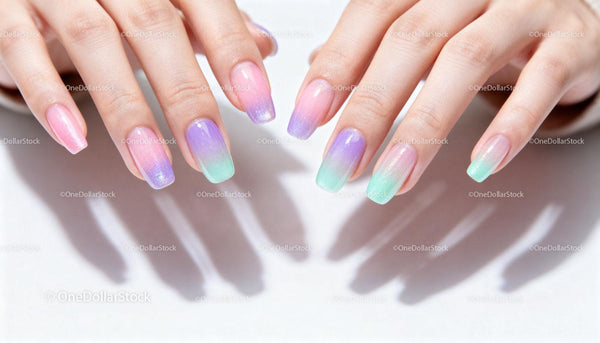 Pastel Gradient Nails with Subtle Sparkle Detail