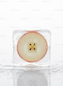 Fresh Apple Slice Frozen Inside Clear Ice Cube