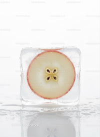 Fresh Apple Slice Frozen Inside Clear Ice Cube