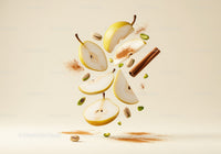 Fresh Pear Slices with Cinnamon and Pistachios Floating