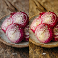 Before and after Cooking Blog LUT Pack effect