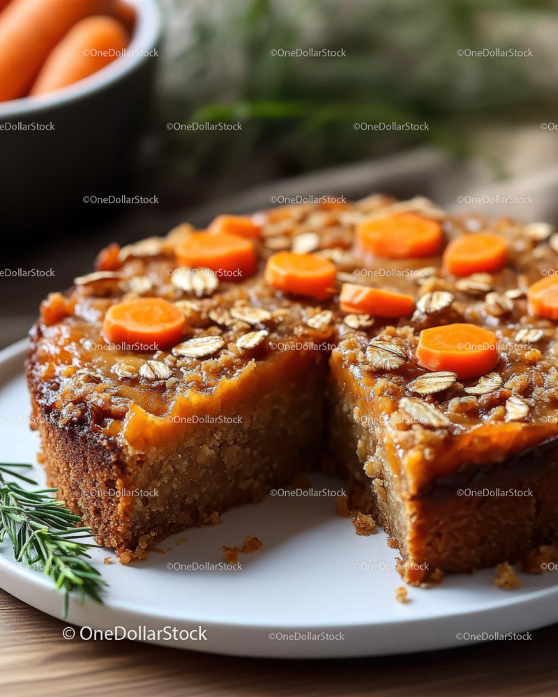 Creamy Carrot Cake with Oats Topping and Fresh Carrots