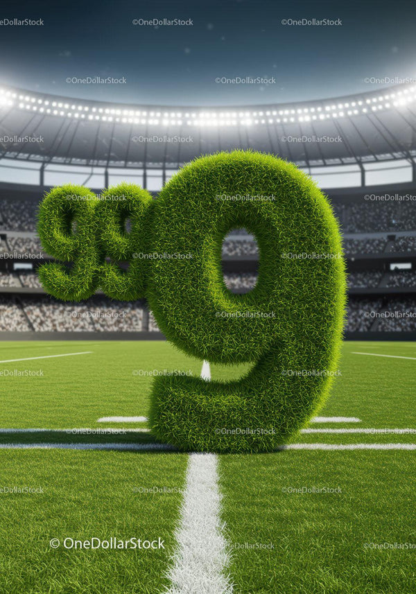 Fifty Nine crafted from green grass on stadium field