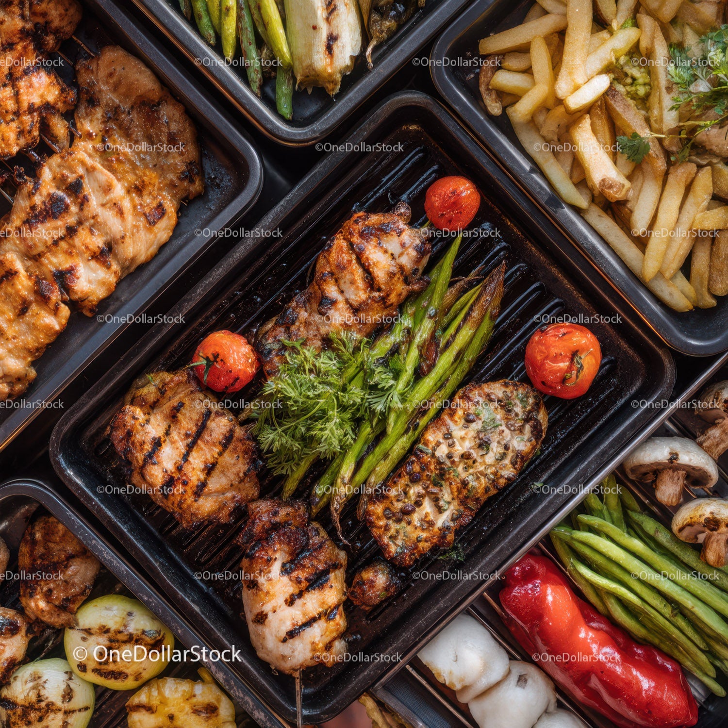 Delicious Grilled Chicken Skewers with Cherry Tomatoes and Green Asparagus