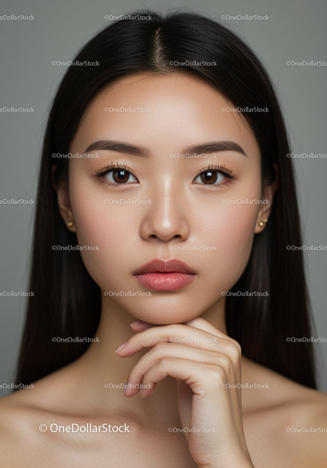 Stunning Woman with Flawless Skin and Elegant Makeup