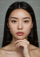 Stunning Woman with Flawless Skin and Elegant Makeup