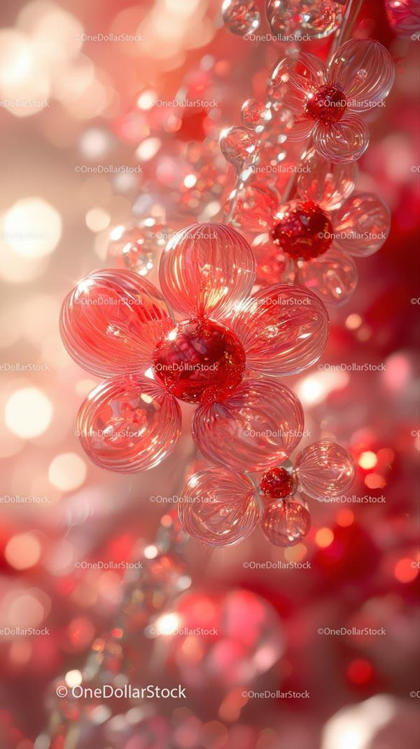 Red Glass Christmas Ornaments Decorative Balls Festive Holiday Scene