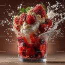 Fresh Strawberries with Cream Splash in Glass for Summer Dessert