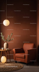 Cozy Leather Armchair in Warm Earth Tone Corner