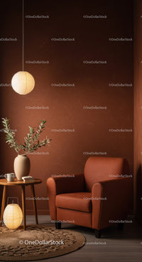 Cozy Leather Armchair in Warm Earth Tone Corner
