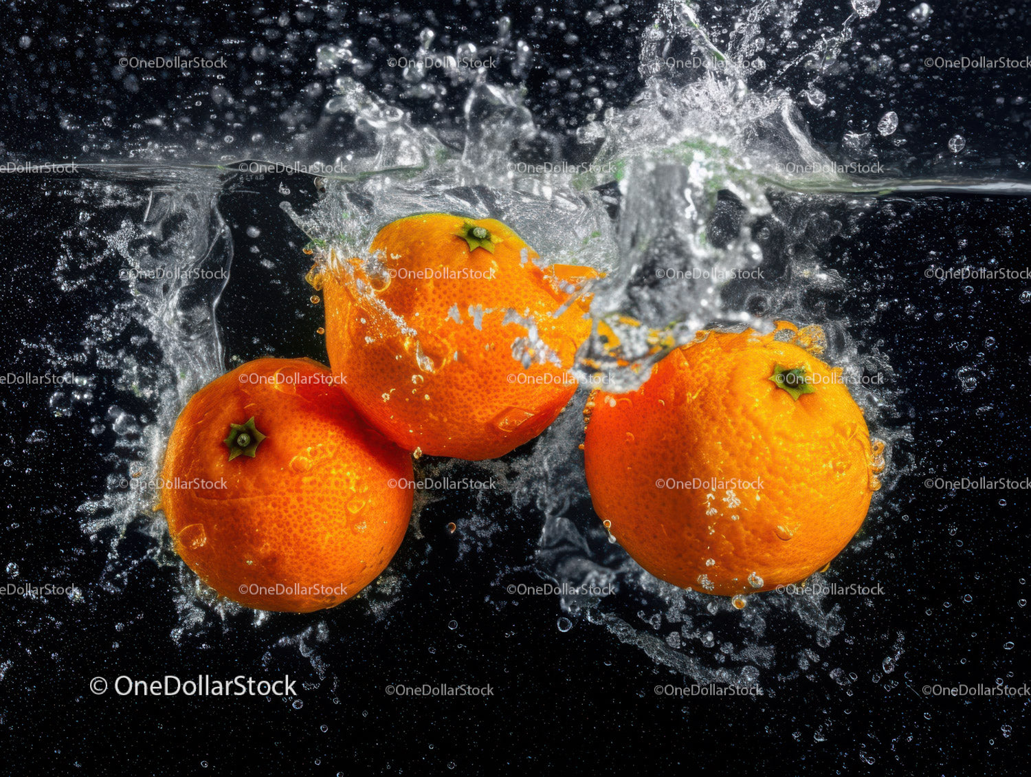 Fresh Oranges Splashing in Water with Vibrant Juicy Appearance