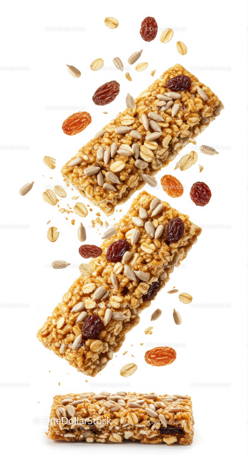 Healthy granola bars with dried fruits and seeds