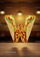 Creative Letter W Made from Delicious Chicken Wraps