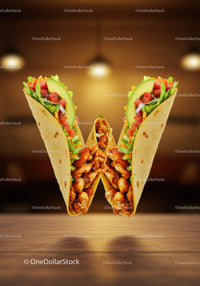 Creative Letter W Made from Delicious Chicken Wraps