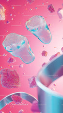 Vibrant Abstract Ice Art with Pink and Blue Tones for Stocks