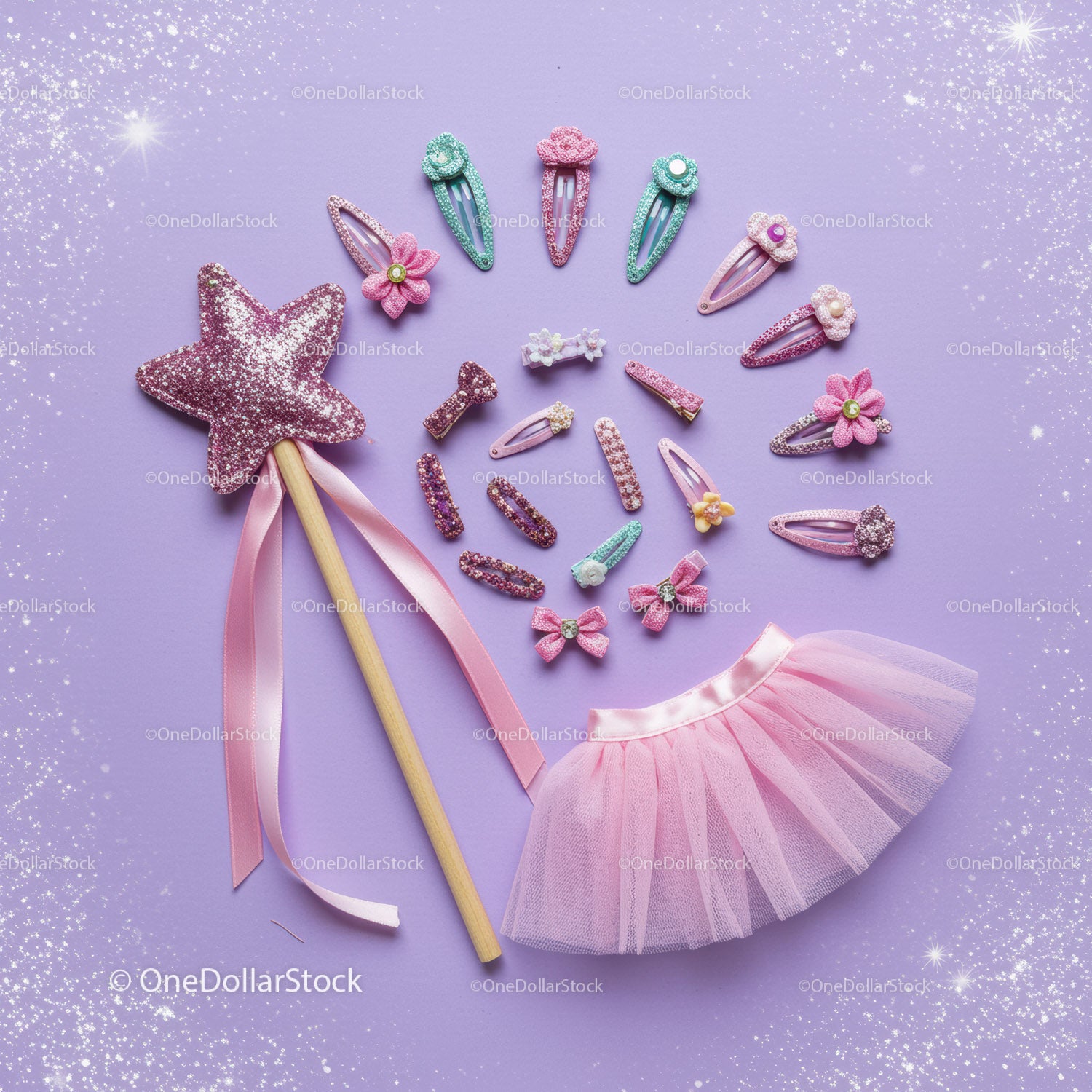 Kids Play Accessories with Pink Tutu and Magic Wand