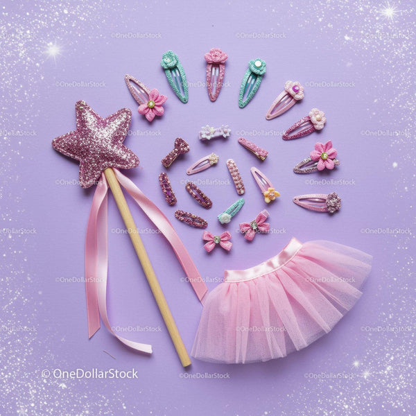 Kids Play Accessories with Pink Tutu and Magic Wand